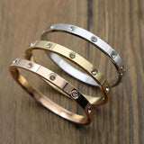Stainless Steel Cuff Bracelet & Bangle for Women CZ Crystal Love Charm Bracelet