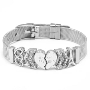 High-Quality Charms Mesh Bracelets Stainless Steel Heart Beads for Couples