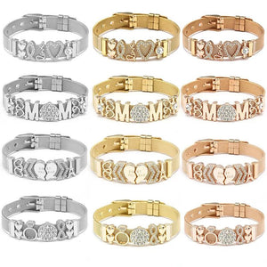High-Quality Charms Mesh Bracelets Stainless Steel Heart Beads for Couples