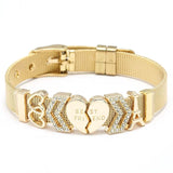High-Quality Charms Mesh Bracelets Stainless Steel Heart Beads for Couples