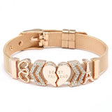 High-Quality Charms Mesh Bracelets Stainless Steel Heart Beads for Couples