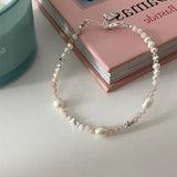 Colorful Crystal Pearl Bead Bracelet Silver Coin Charm Bracelet