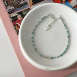 Colorful Crystal Pearl Bead Bracelet Silver Coin Charm Bracelet