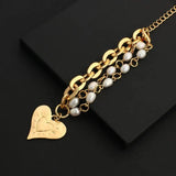 Chunky Thick Chain Bracelet with Heart Pendant for Women