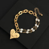 Chunky Thick Chain Bracelet with Heart Pendant for Women