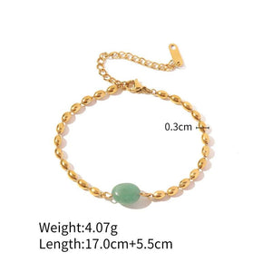 French Natural Stone Freshwater Pearls Stainless Steel Bracelet