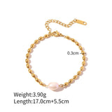 French Natural Stone Freshwater Pearls Stainless Steel Bracelet