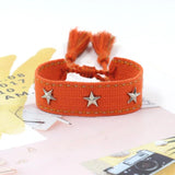 Bohemia Woven Tassel Bracelet For Women Silver Star Rivet Bracelet