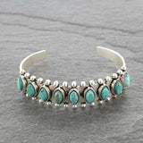 Bohemian Turquoise Stone Bangle Bracelet Antique Silver Cuff
