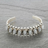 Bohemian Turquoise Stone Bangle Bracelet Antique Silver Cuff