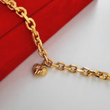 24K Yellow Plated Big Heart Tag Bracelet & Bangles Pulseira Femme