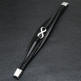 Men's Woven Leather Bracelet High Stainless Steel