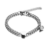 2Pcs/Set 26 Letters Charm Couple Bracelet Stainless Steel Alphabet Bracelets