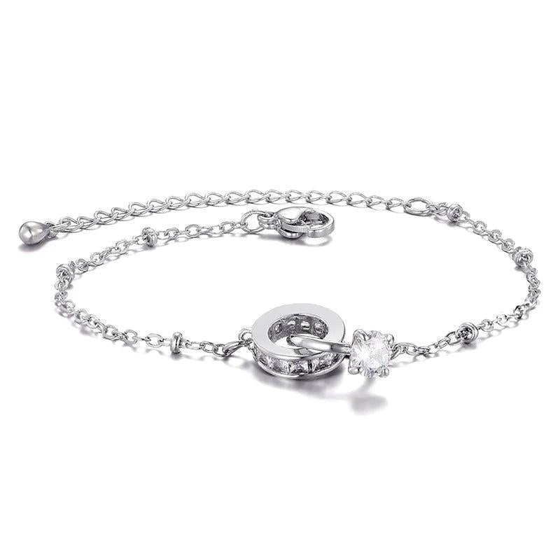 Rhinestones Bracelet Flash Chain Silver Bangle