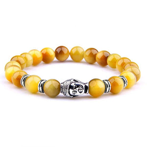 Tiger Eye Buddha Head Charm Bracelet