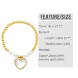 Plated Beads Bracelets for Women Shell Big Heart Pendant Evil Eye Bracelet