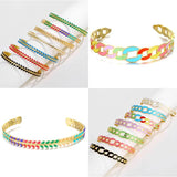 Colorful Enamel Dripping Oil Bracelets Stainless Steel Couple Bangle