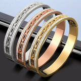 Hollow Geometric Rhinestone Bracelet Bangle