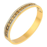 Hollow Geometric Rhinestone Bracelet Bangle