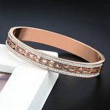 Hollow Geometric Rhinestone Bracelet Bangle