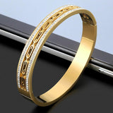 Hollow Geometric Rhinestone Bracelet Bangle