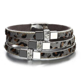 Charm Square Rhinestone Bracelet Bohemian Leopard Wrap Bracelets