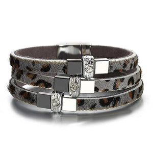 Charm Square Rhinestone Bracelet Bohemian Leopard Wrap Bracelets