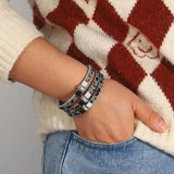 Charm Square Rhinestone Bracelet Bohemian Leopard Wrap Bracelets