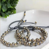 Freshwater Pearls Bracelets with Grey Crystal Beads