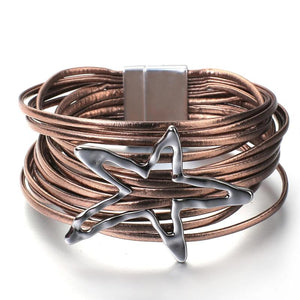 Boho Multilayer Starfish Leather Bracelet for Women