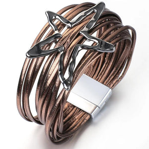 Boho Multilayer Starfish Leather Bracelet for Women