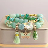 European American Stone Bracelet Butterfly Pendant Jewelry Women