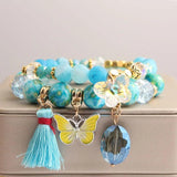 European American Stone Bracelet Butterfly Pendant Jewelry Women