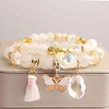 European American Stone Bracelet Butterfly Pendant Jewelry Women
