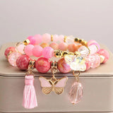 European American Stone Bracelet Butterfly Pendant Jewelry Women