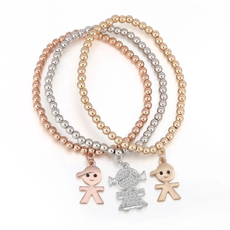 Mix Colors Boy Girl Crystal Charms Bracelets For Women Elastic Beads Bracelet