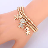 Mix Colors Boy Girl Crystal Charms Bracelets For Women Elastic Beads Bracelet