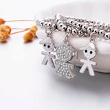 Mix Colors Boy Girl Crystal Charms Bracelets For Women Elastic Beads Bracelet