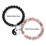 2Pcs Tai Chi Yin & Yang Charm Bracelets Set Lucky Balance Jewelry
