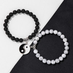 2Pcs Tai Chi Yin & Yang Charm Bracelets Set Lucky Balance Jewelry