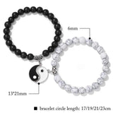 2Pcs Tai Chi Yin & Yang Charm Bracelets Set Lucky Balance Jewelry