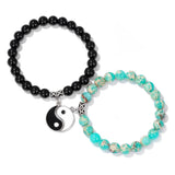 2Pcs Tai Chi Yin & Yang Charm Bracelets Set Lucky Balance Jewelry