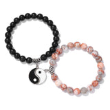 2Pcs Tai Chi Yin & Yang Charm Bracelets Set Lucky Balance Jewelry
