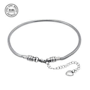 Women's Stainless Steel Snake Chain Charm Bracelet