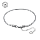 Women's Stainless Steel Snake Chain Charm Bracelet