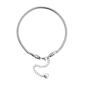 Women's Stainless Steel Snake Chain Charm Bracelet