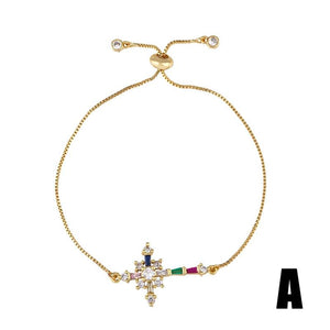 Rainbow Heart Tennis Bracelet Zirconia Cherry Charm Plated Jewelry