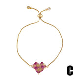Rainbow Heart Tennis Bracelet Zirconia Cherry Charm Plated Jewelry