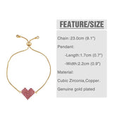 Rainbow Heart Tennis Bracelet Zirconia Cherry Charm Plated Jewelry