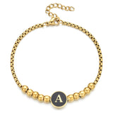 Adjustable Charm Beaded Bracelets Stainless Steel Initial Letter Bracelet DIY